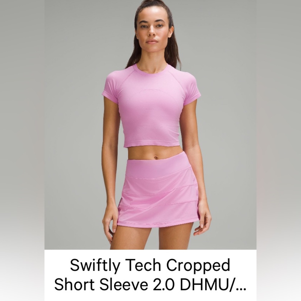 Lululemon Athletica Dahlia Mauve Swiftly Cropped Short Sleeve 2.0 Crop Top